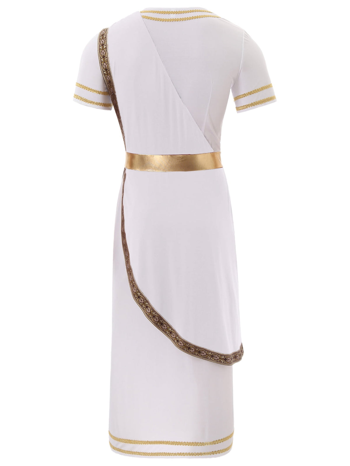 iixpin Mens Halloween Toga Robe Ancient Roman Costume Short Sleeve Greek God Tunic with Belt Yellow 3XL