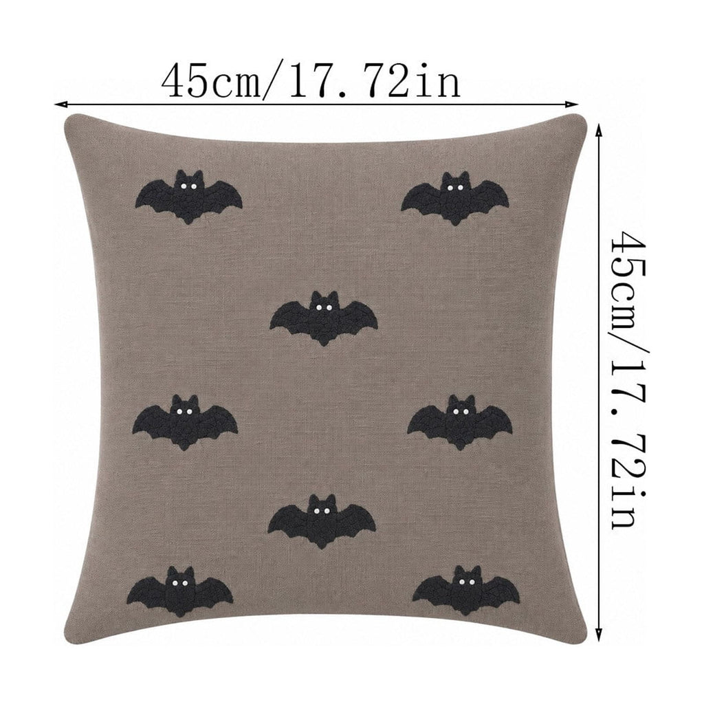 Yeciiwht Halloween Throw Pillow Cover – 18*18inch Embroidered Linen Cushion Case with Ghost, Mummy & Bat Designs, Invisible Zipper, Machine Washable