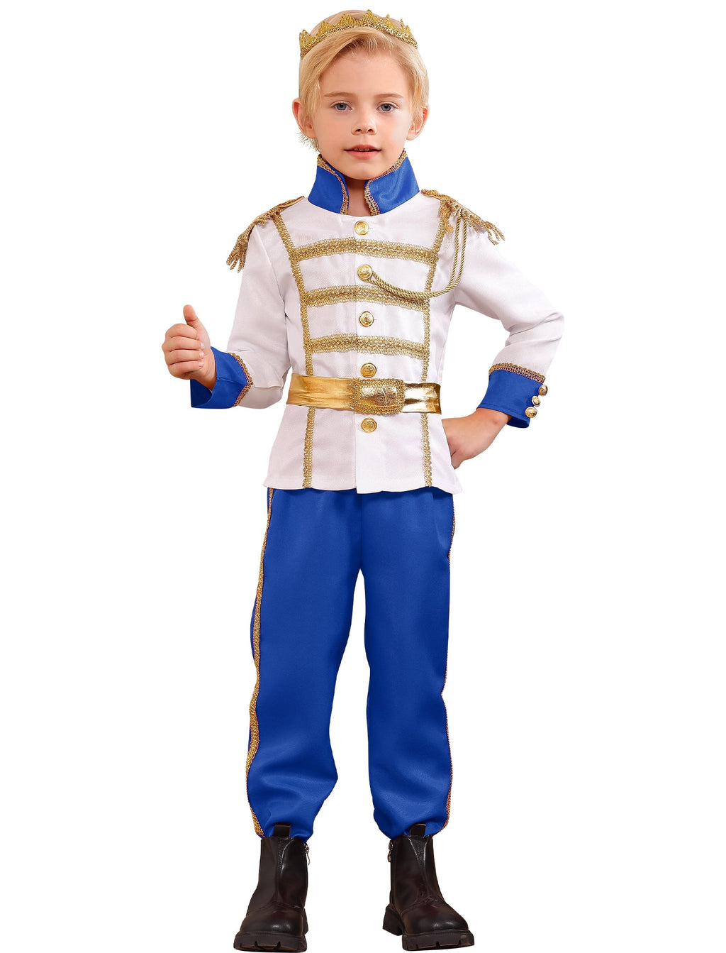 IBTOM CASTLE Boys Prince Charming Costume Halloween Cosplay Dress up Birthday Party Medieval Royal Prince Outfits for Toddler Child 3-4 Years Red 4pcs