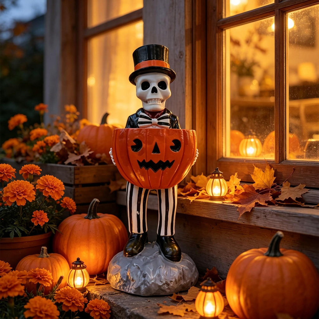 Halloween Ghost Coffee Stand Figurine, 2026 Spooky Decorative Ghost Statue for Shelf Desk Tabletop, Resin Halloween Ornament for Party, Farmhouse Seasonal Decor