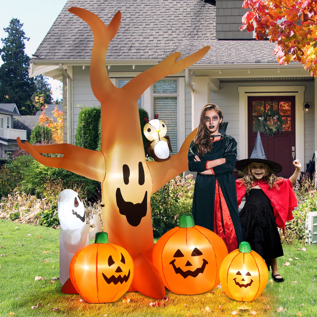 Yexmas 8FT Halloween Inflatables Dead Tree,Outdoor Halloween Decorations with Built-in LED Lights ,Halloween Blow Up Yard Decorations with Pumpkin,Ghost,and Owl