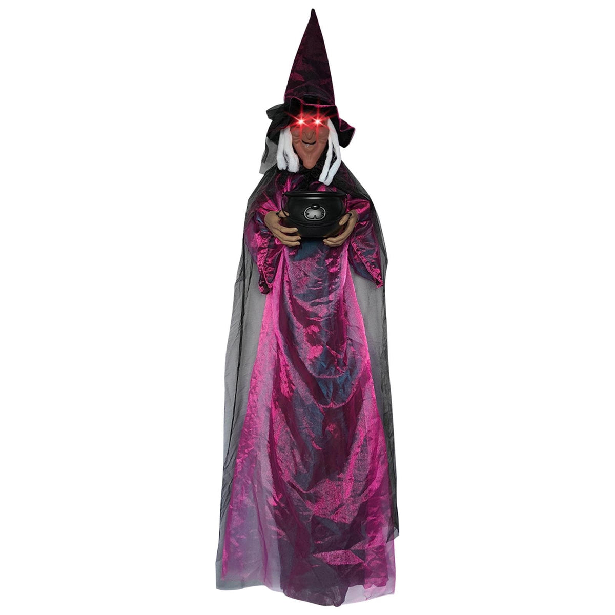 Halloween Animatronics Witch Clearance, Voice Activated Purple Escape Haunt Halloween House Décor & Fright Fest Prop, Life Size Animated Halloween Decoration Outdoor
