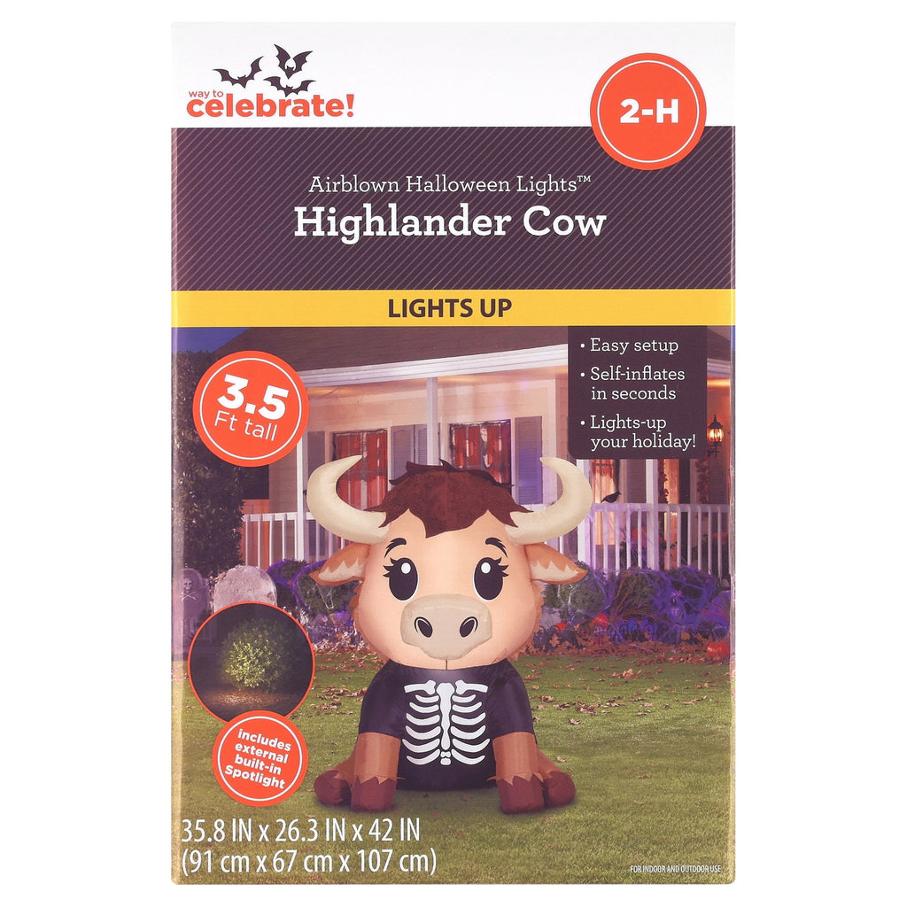 Highlander Cow Airblown Yard Inflatable, Multicolor, 3.5', Halloween by Way To Celebrate