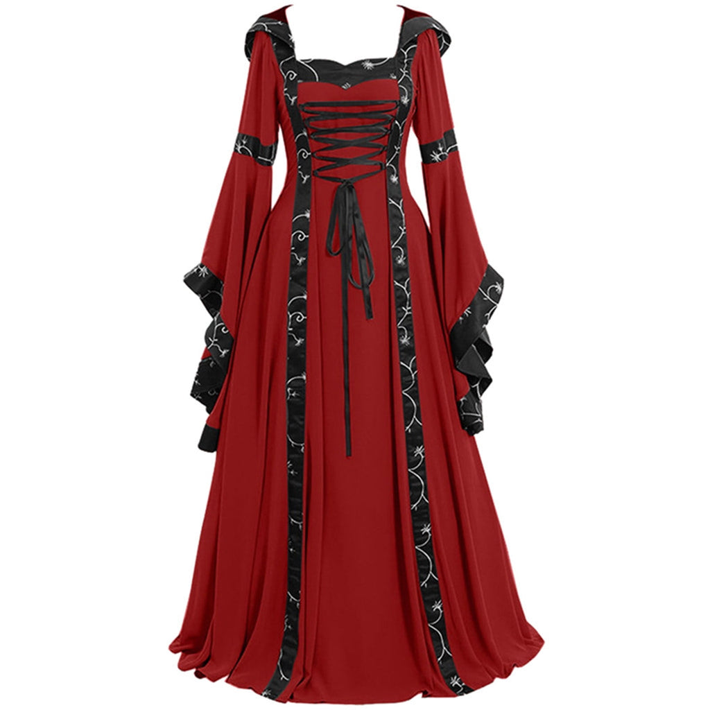 Halloween Costumes for Women 2022 Women's Medieval Dress Plus Size Irish Medieval Ball Gown Halloween Costume for Women Flare Sleeve Floor Length Dress