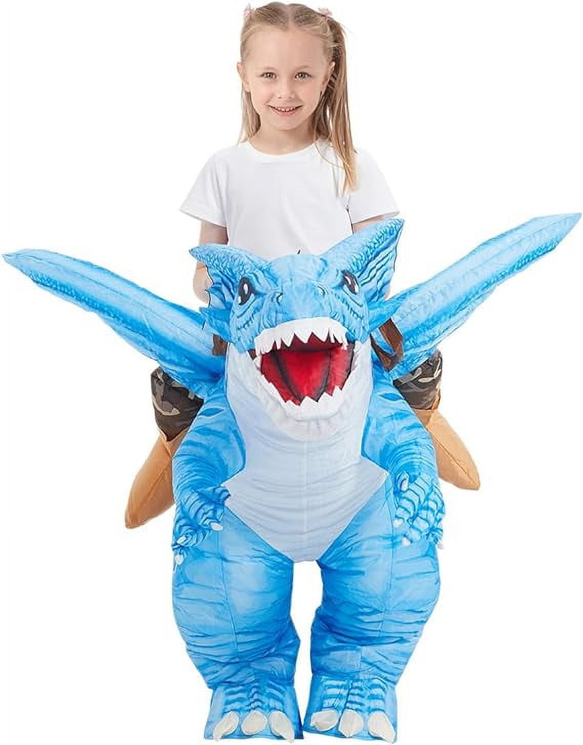 GOOSH Kids Inflatable Dinosaur Costume, Blow Up Dinosaur Costume Inflatable Dino Costume, Funny Halloween Costumes for Boys Girls Unisex Blow Up Costume for Halloween/Party/Cosplay