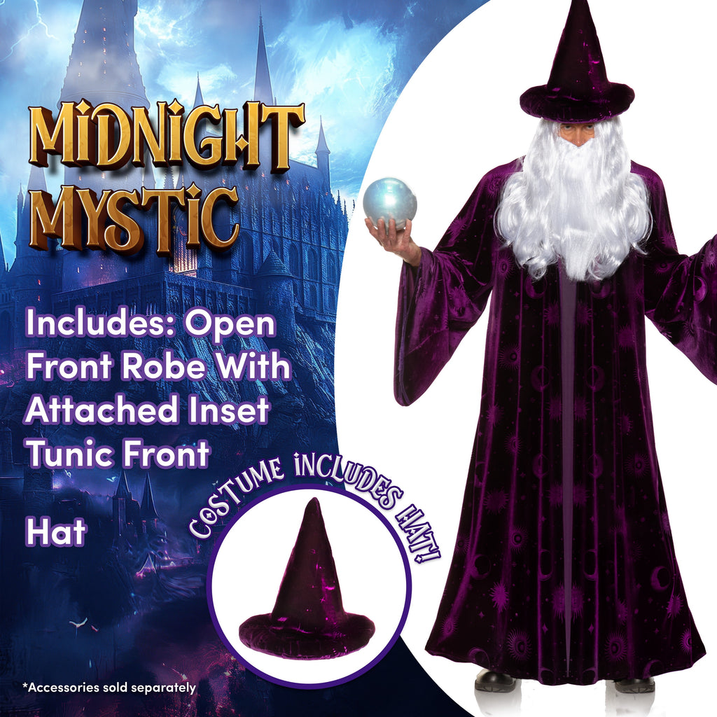 UNDERWRAPS Men's Purple Wizard Costume - Wizard Fantasy Costume, Magic Sorcerer Costume, Renaissance Halloween Outfit, Cosplay Costume