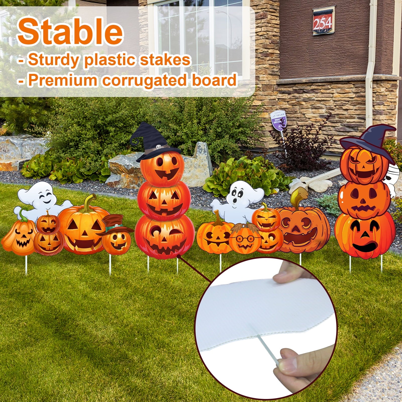 2Sets Halloween Yard Lawn Stakes Cute Pumpkin Yard Sign Vintage for Halloween Garden Decorations Outdoor