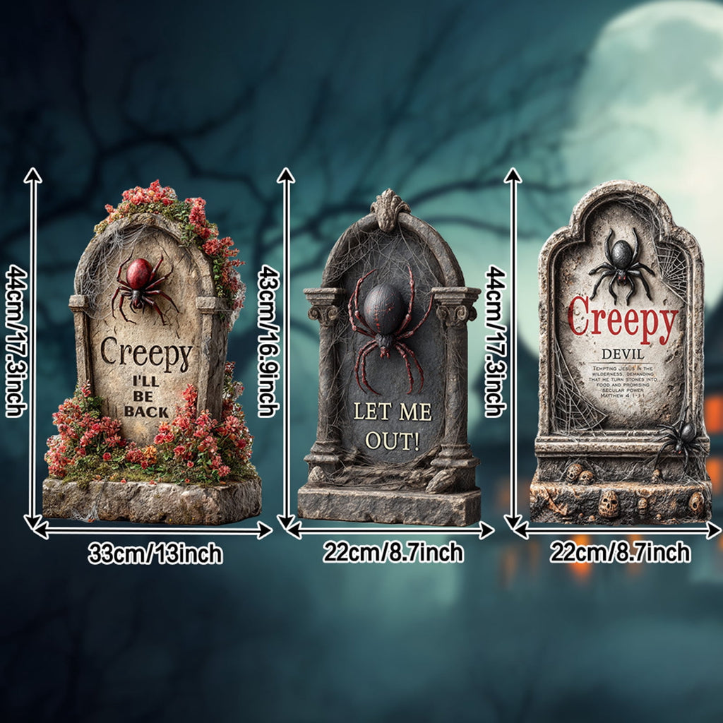 Yashow Elite Dark Gray Plastic Halloween Tombstone Garden Sign Weatherproof Cemetery Scene Lawn Decoration for outdoor courtyard party, 16 inch, 1-pack