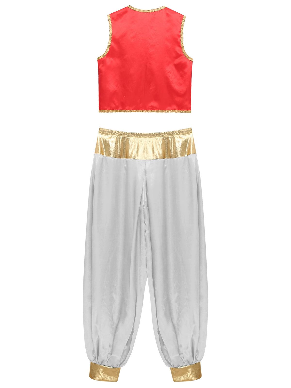 iiniim Mens Arabian Prince Costume Open Front Vest with Pants Halloween Show Fancy Dress up Outfit Royal Blue&Royal Blue S