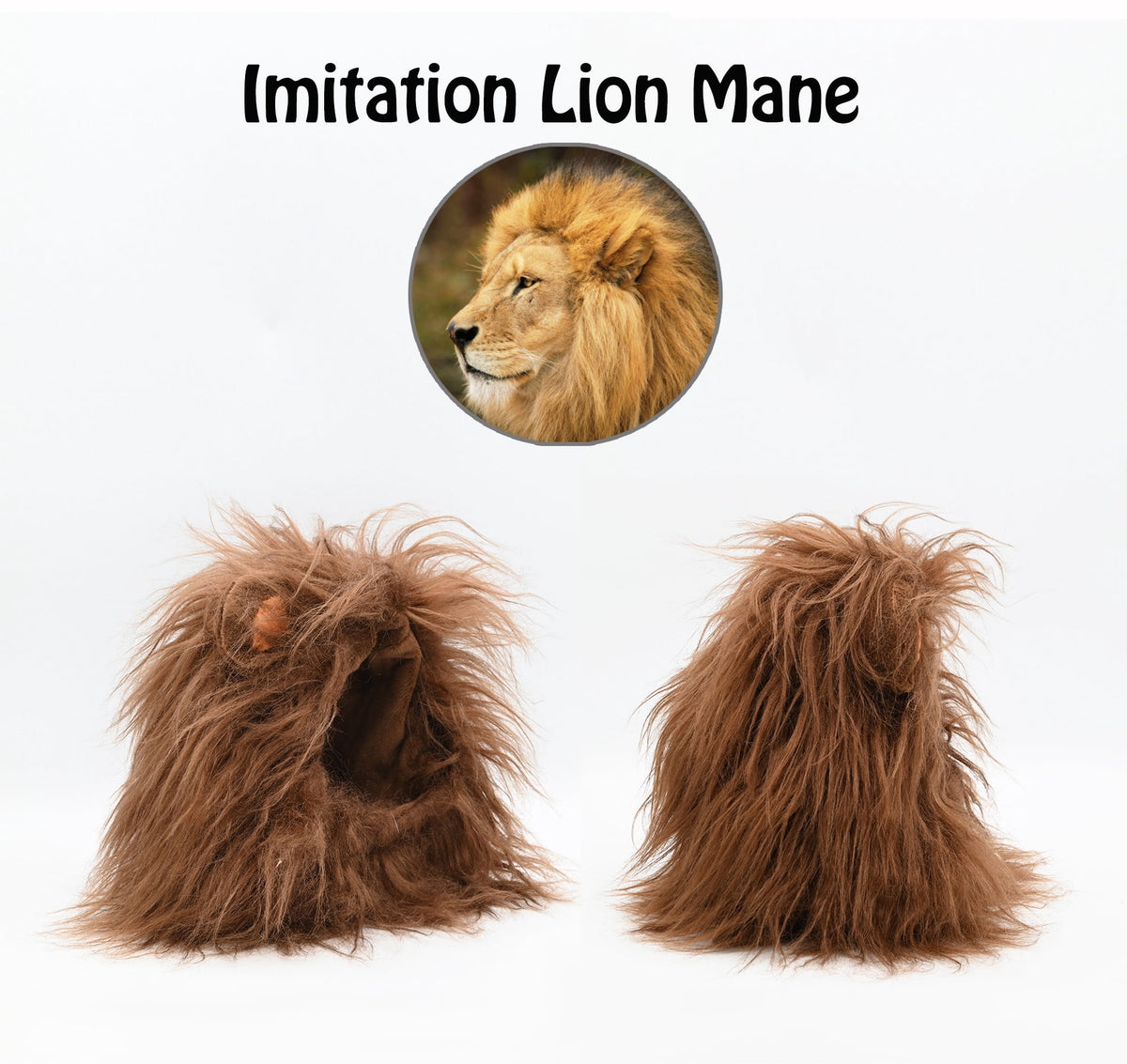 Lion Mane Wig for Cats, Funny Pet Cat Costumes for Halloween Christmas (Size S, Black)