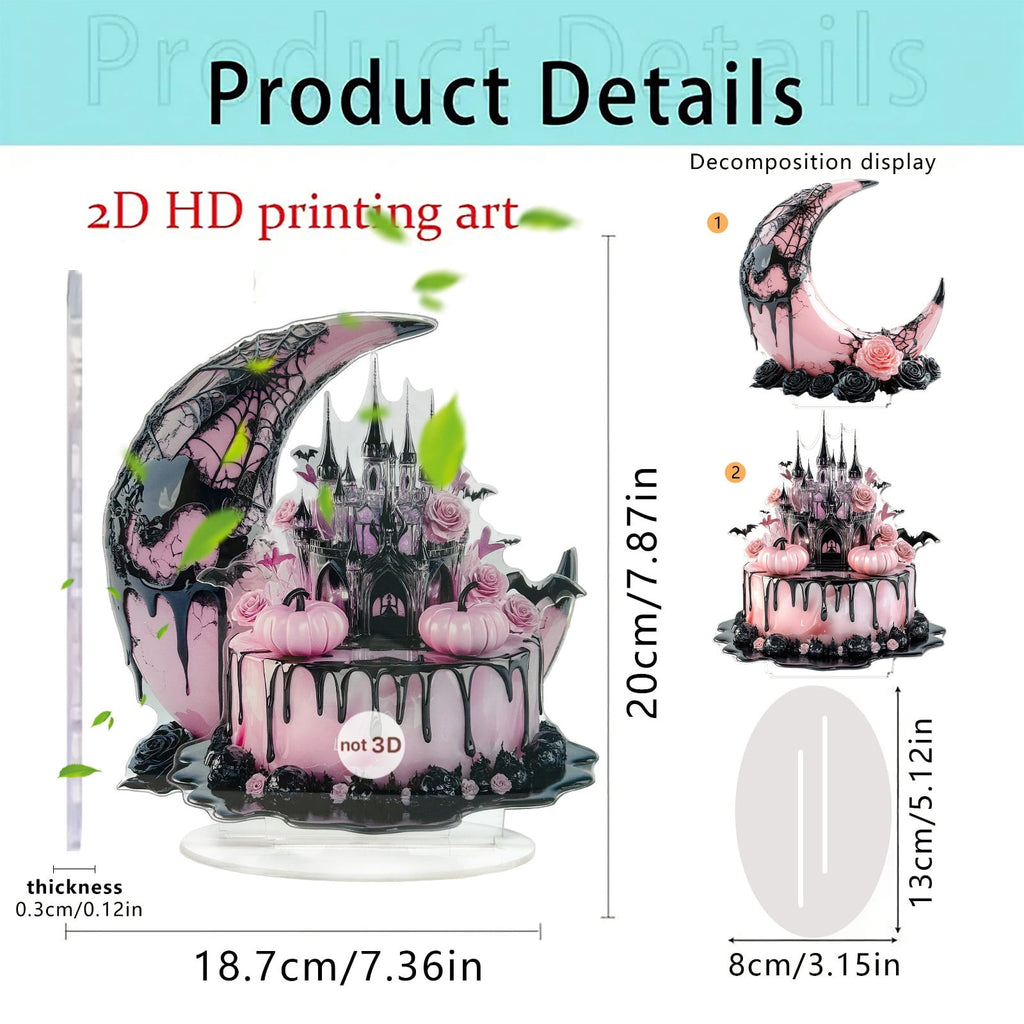 Mauxuk Halloween Black Witch Acrylic Decor - Gothic 2D Tabletop Centerpiece for Spooky Party, Haunting Mantel Decor, Gift for Horror Fans, 8-Inch Tall with Stand