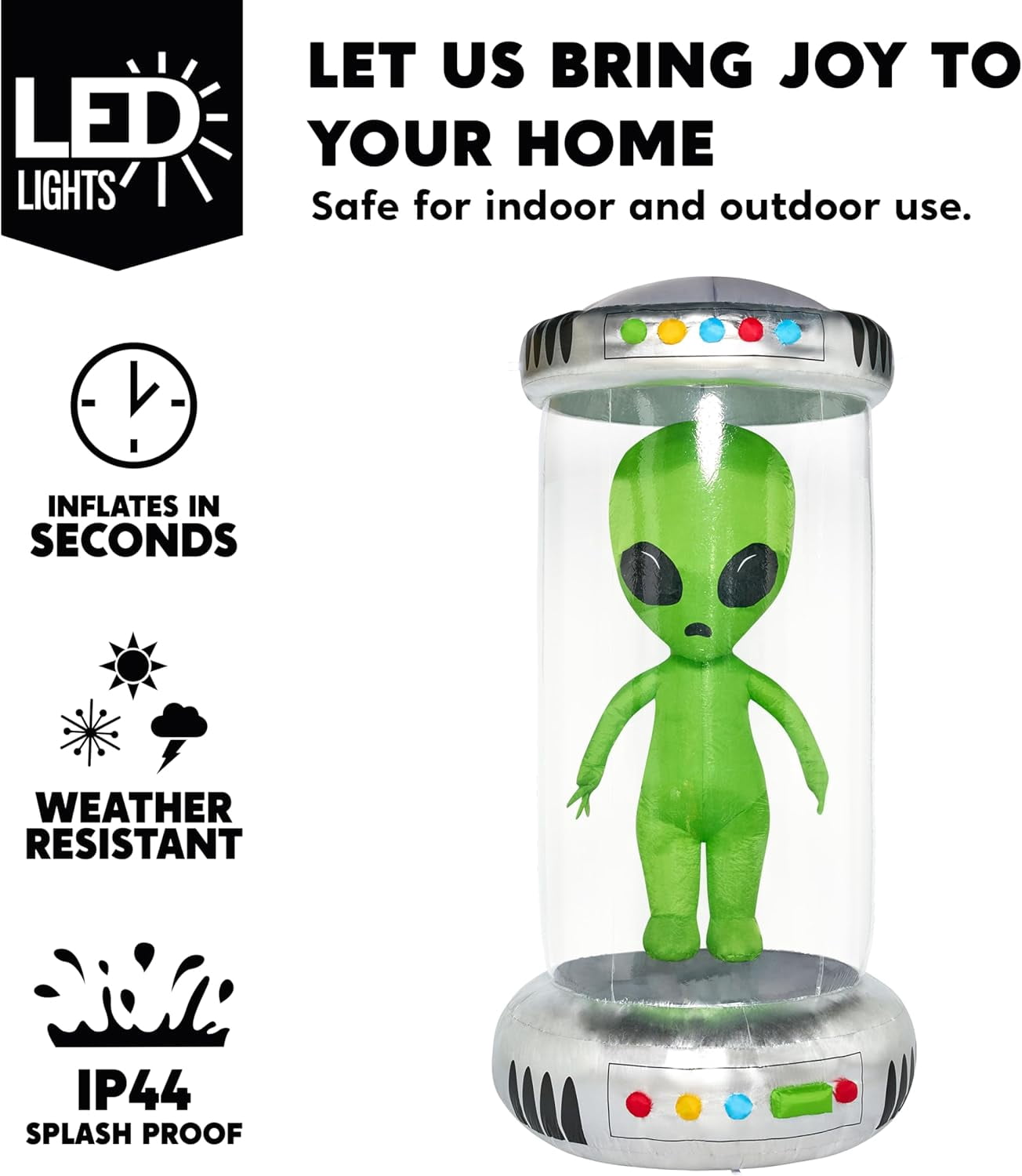 Joyfy 9 ft Halloween Inflatable Giant Alien Decoration with Built-in LEDs,Alien Halloween Decorations Outdoor Blow Up Yard Lawn Decoration