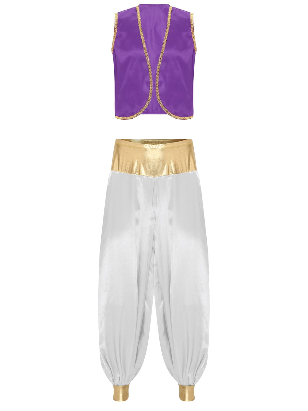 iiniim Mens Arabian Prince Costume Open Front Vest with Pants Halloween Show Fancy Dress up Outfit Royal Blue&Royal Blue S