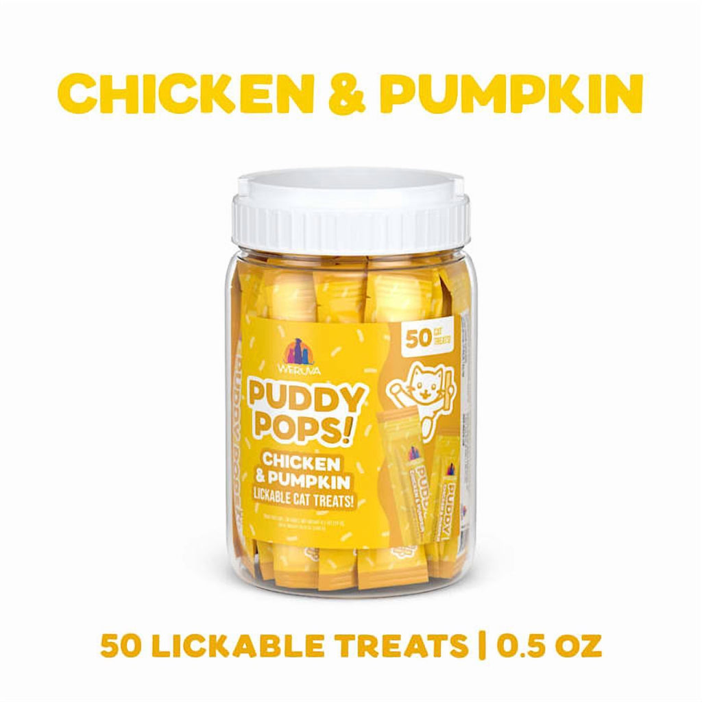 Weruva Puddy Pops Chicken & Pumpkin Lickable Cat Treats, 0.5 oz., Count of 50