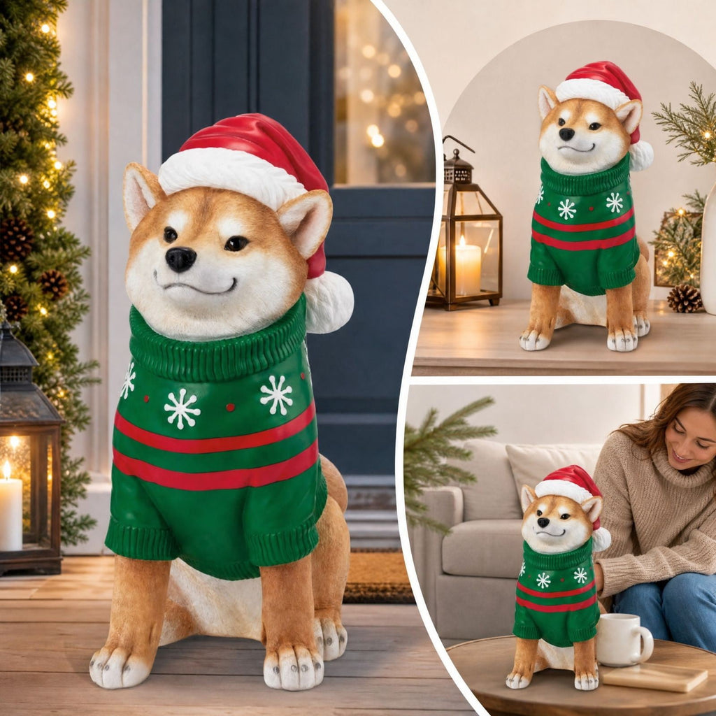 Clearance! Christmas Golden Retriever Statue with LED Lights, Cute Dog Holding Puppy Figurine, Christmas Decoration Indoor Outdoor, Gift for Kiddo Adults