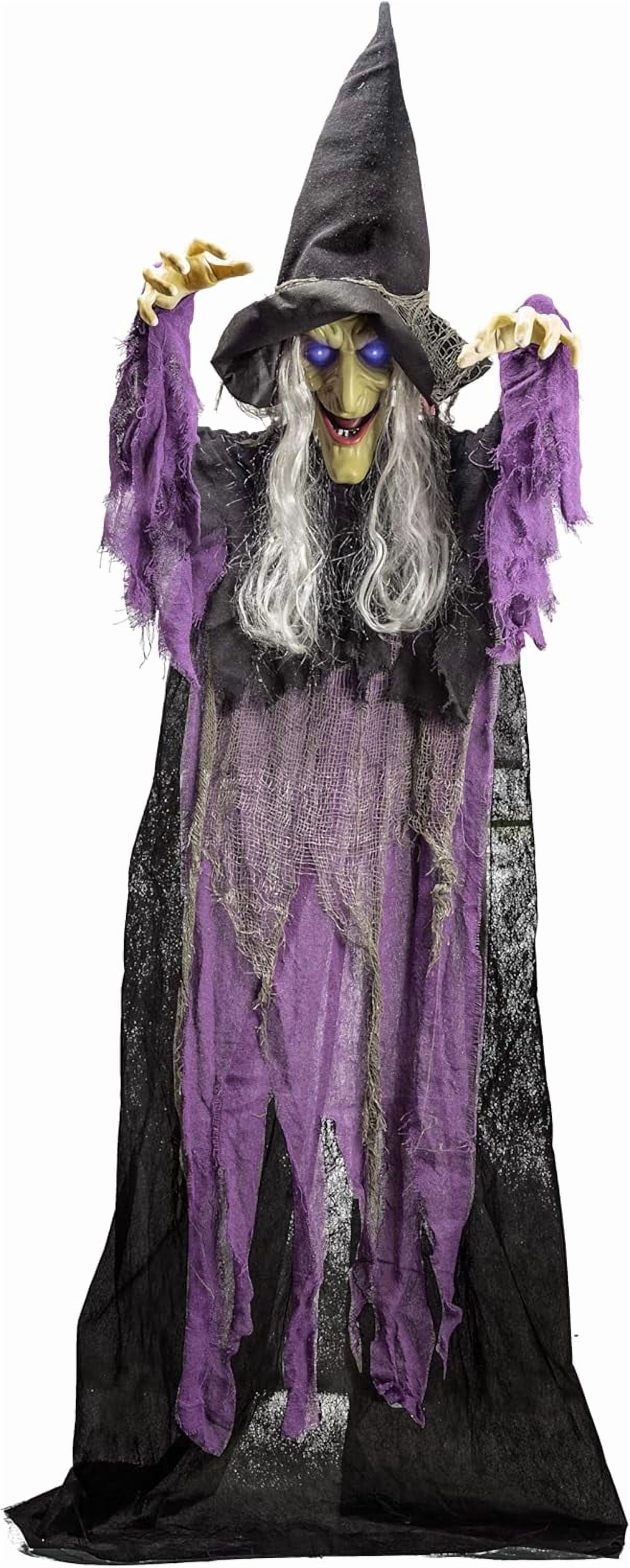 Joyfy 47" Halloween Decorations Outdoor,Life Size Animated Witch Scary Decorations Halloween Motion Activated Witch with LED Eyes & Sound,Haunted House Decor