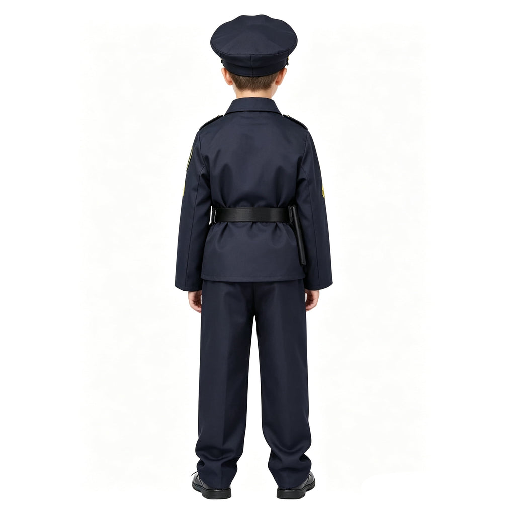 9‑Piece Kids Police Pretend Play Costume Set, Role Play Dress‑Up Outfit for Boys 3‑10 Years Old, Navy Blue