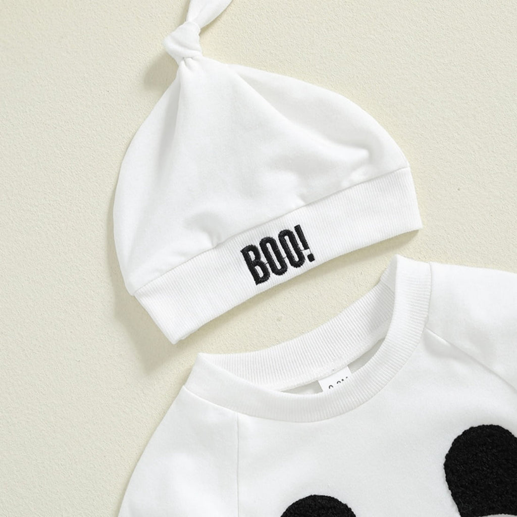 WIBACKER Halloween Cotton Newborn Baby Boy Girl Ghost Outfit Infant Long Sleeve Romper with Hat Set Baby Boys' Costumes