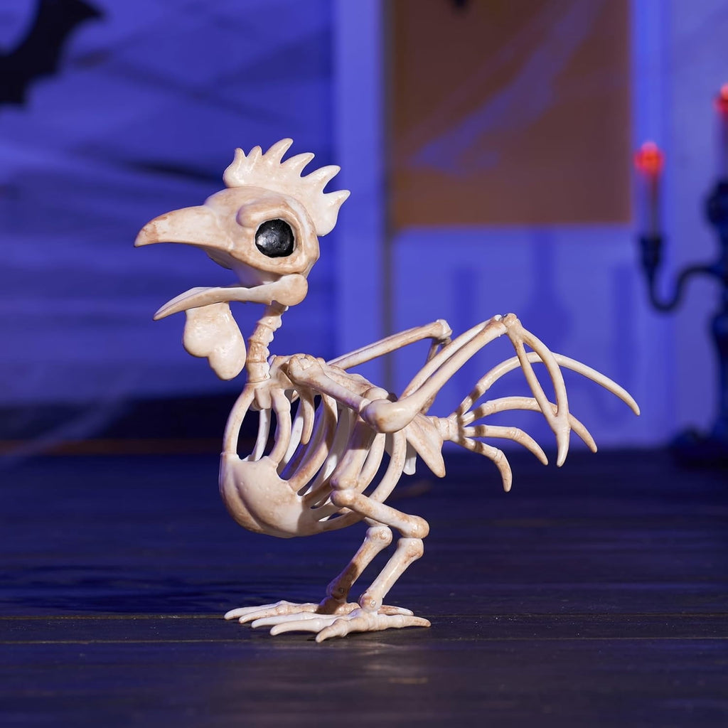 Joyfy 2 Pcs Duck Skeleton Halloween Decoration,4.5 Inch Posable Plastic Animals Halloween Skeleton for Indoor Outdoor Halloween Decorations,Haunted House Party Props