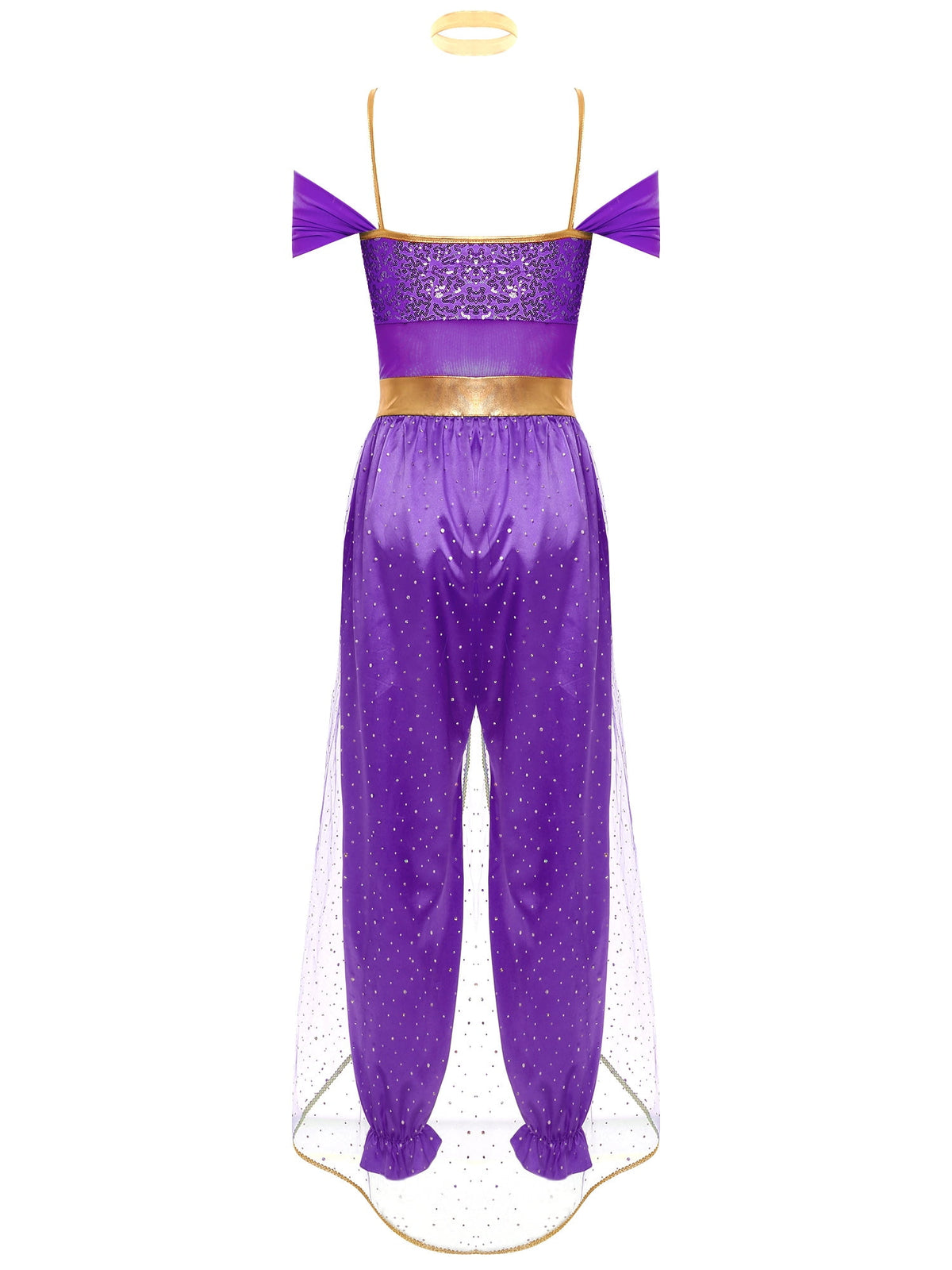 YiZYiF Women's Arabian Princess Dance Costume Halloween Party Fancy Dress Shiny Belly Dance Jumpsuit Turquoise B M