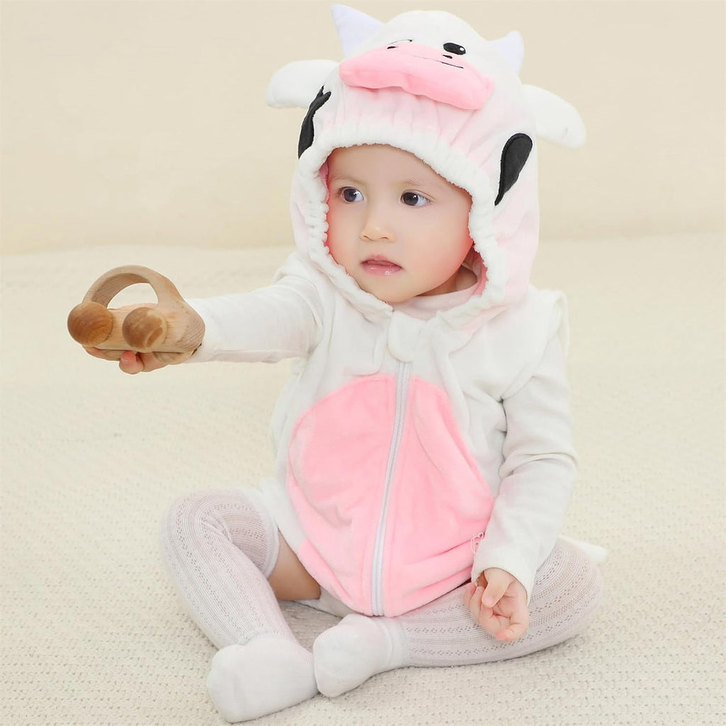 WIBACKER 0-24M Baby Boy Dinosaur Costume for Themed Parties and Halloween, Flannel Hooded Outfit Suit