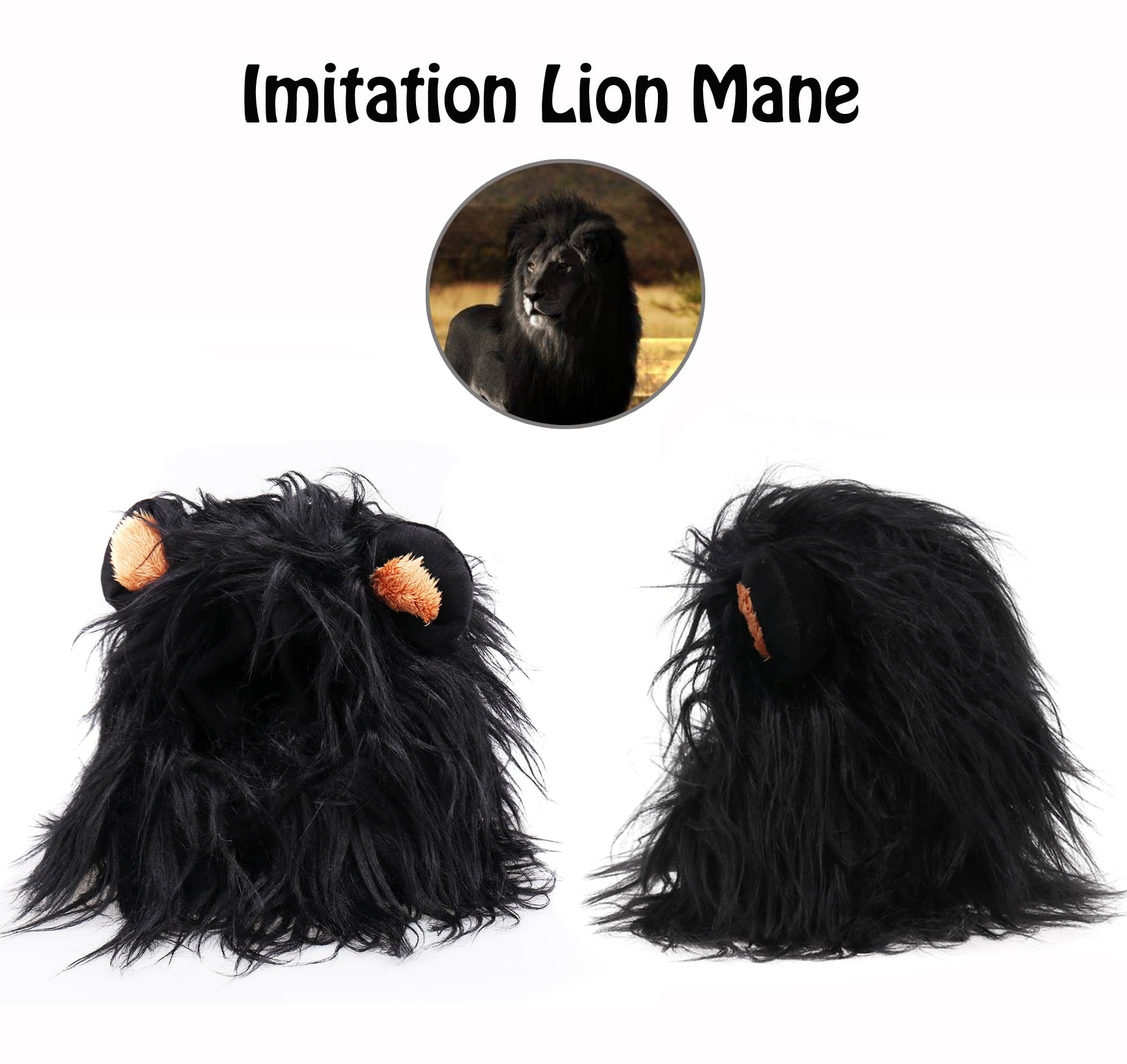 Lion Mane Wig for Cats, Funny Pet Cat Costumes for Halloween Christmas (Size S, Black)