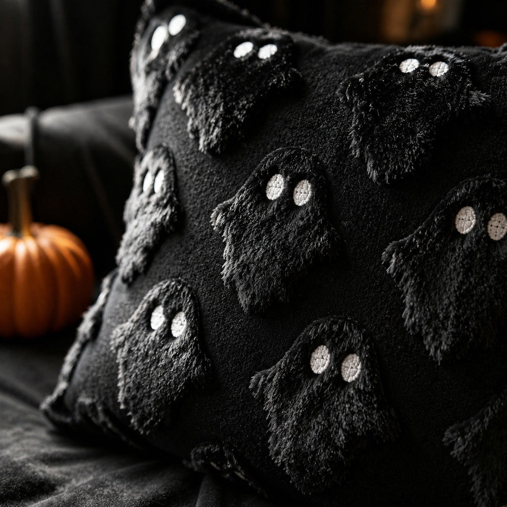 Decorative Pillow Plush Ghost Throw Pillow Cover 18 X 18 Inch 1 Piece for Couch Bedroom Halloween Home Decor