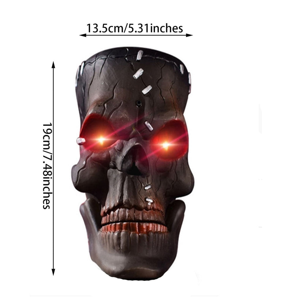 MInHoues Halloween Decoration - Electric Halloween Skull Head, Glowing Skeleton Prop with Sound and Motion, Animated Skull for Haunted House, Party Bar KTV Decor, Battery Operated
