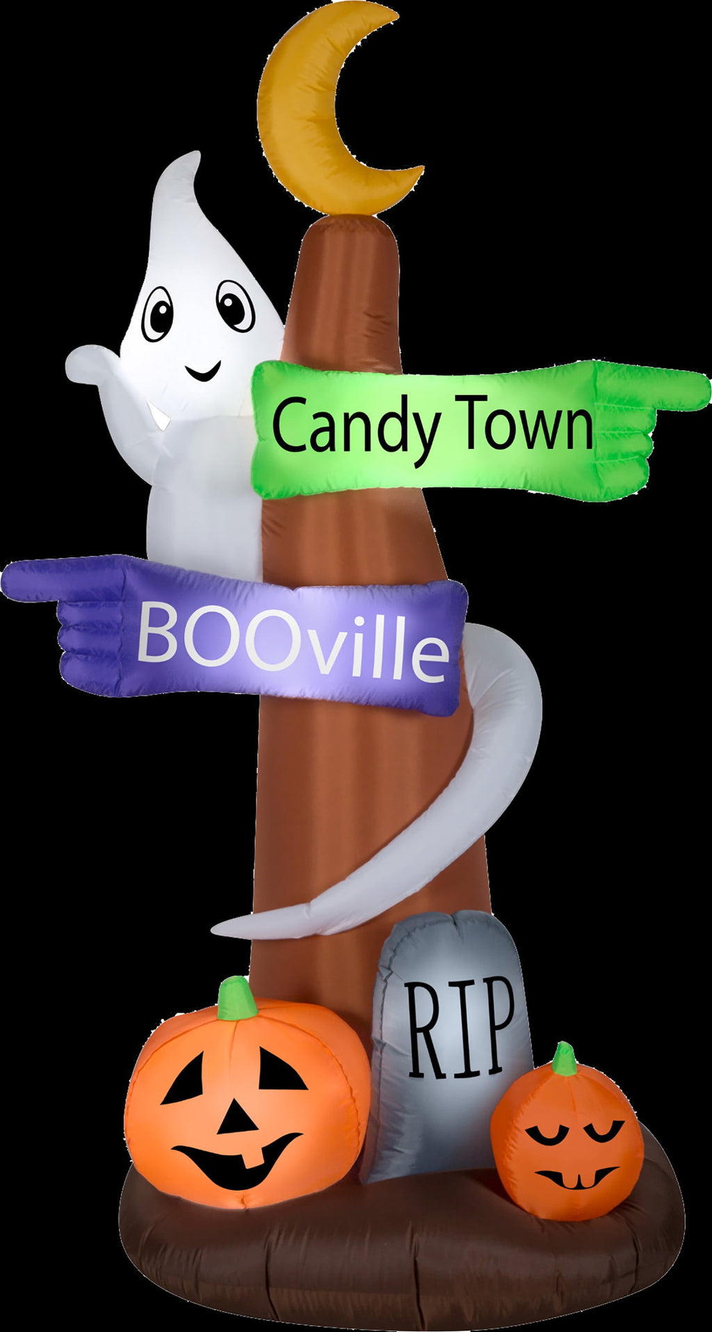 Gemmy Halloween Airblown Ghost Wrapped Around Sign Post Yard Inflatable, 96.06"