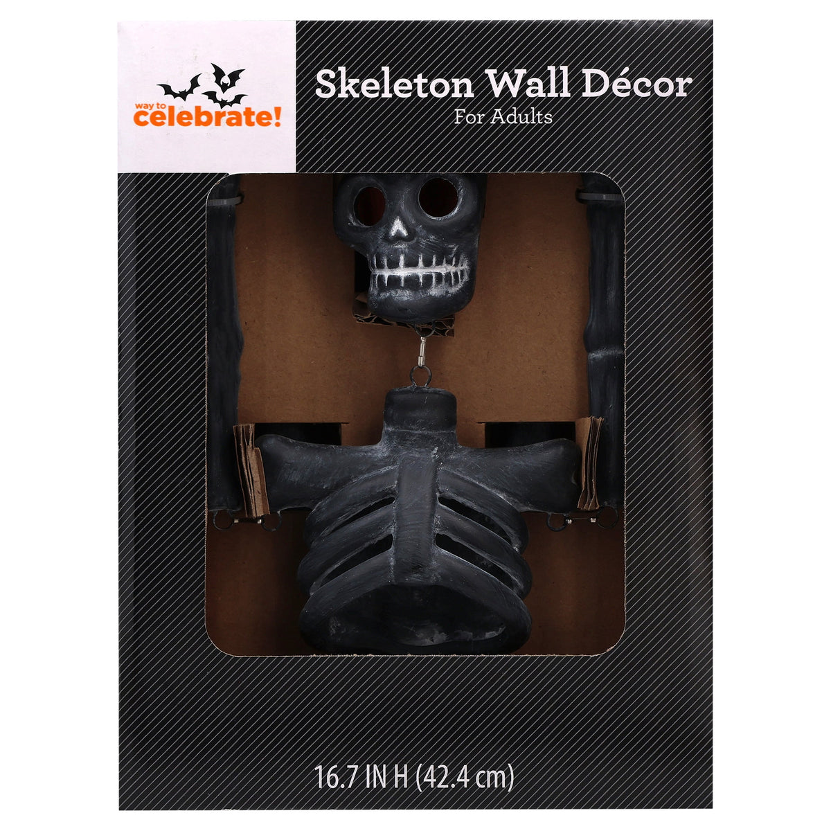 Skeleton Wall Decoration, Black, 16.7", Halloween by Way To Celebrate