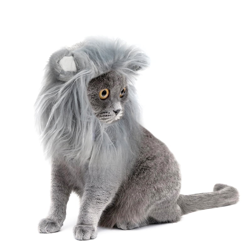 Lion Mane Wig for Cats, Funny Pet Cat Costumes for Halloween Christmas (Size S, Black)