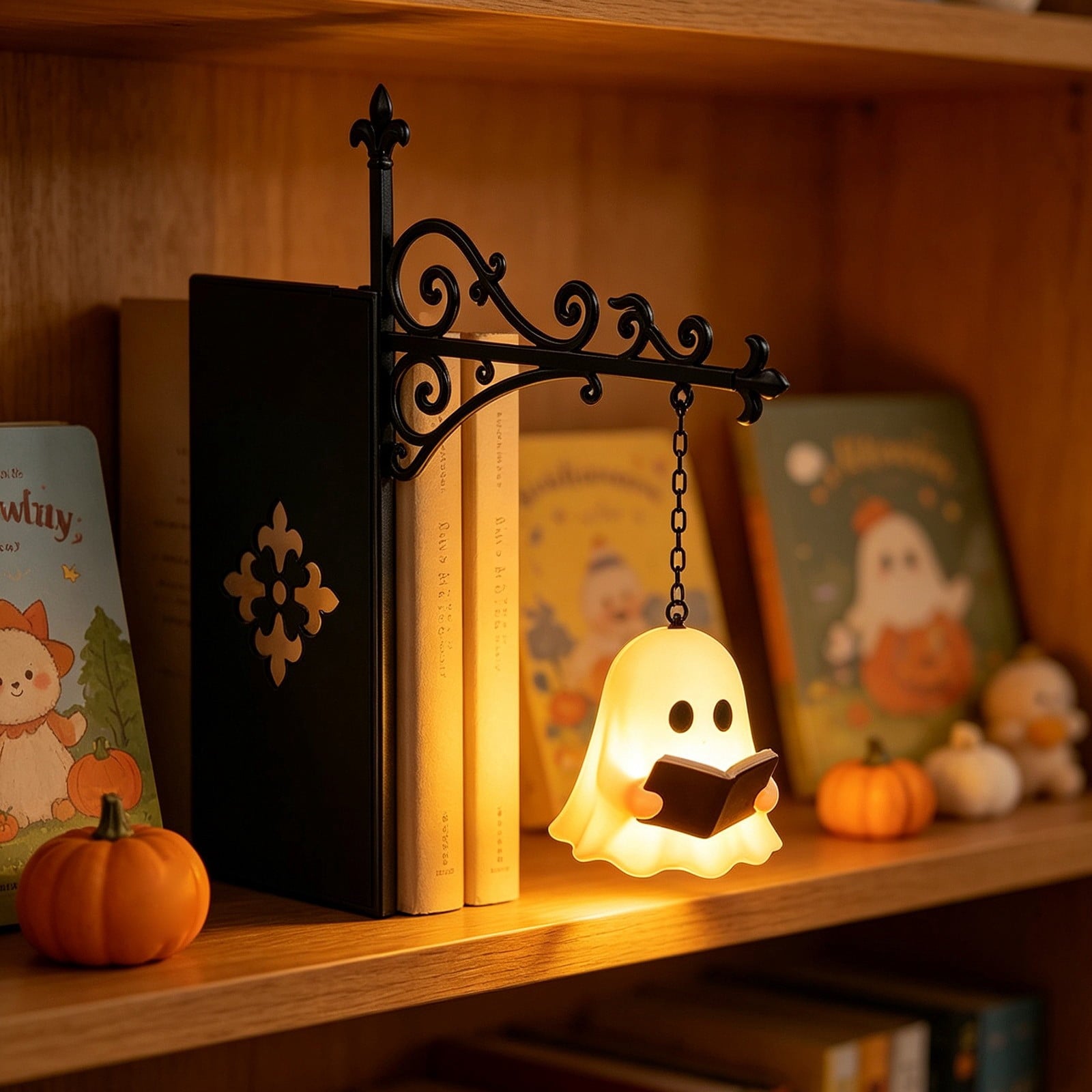 Diceymbol Halloween Decorations and Fall Decor, Halloween Venue Decoration Ghost Props LED Illuminated Ghost Decorations for Tabletop, Mantel, Shelf Indoor Outdoor 9.05 inch