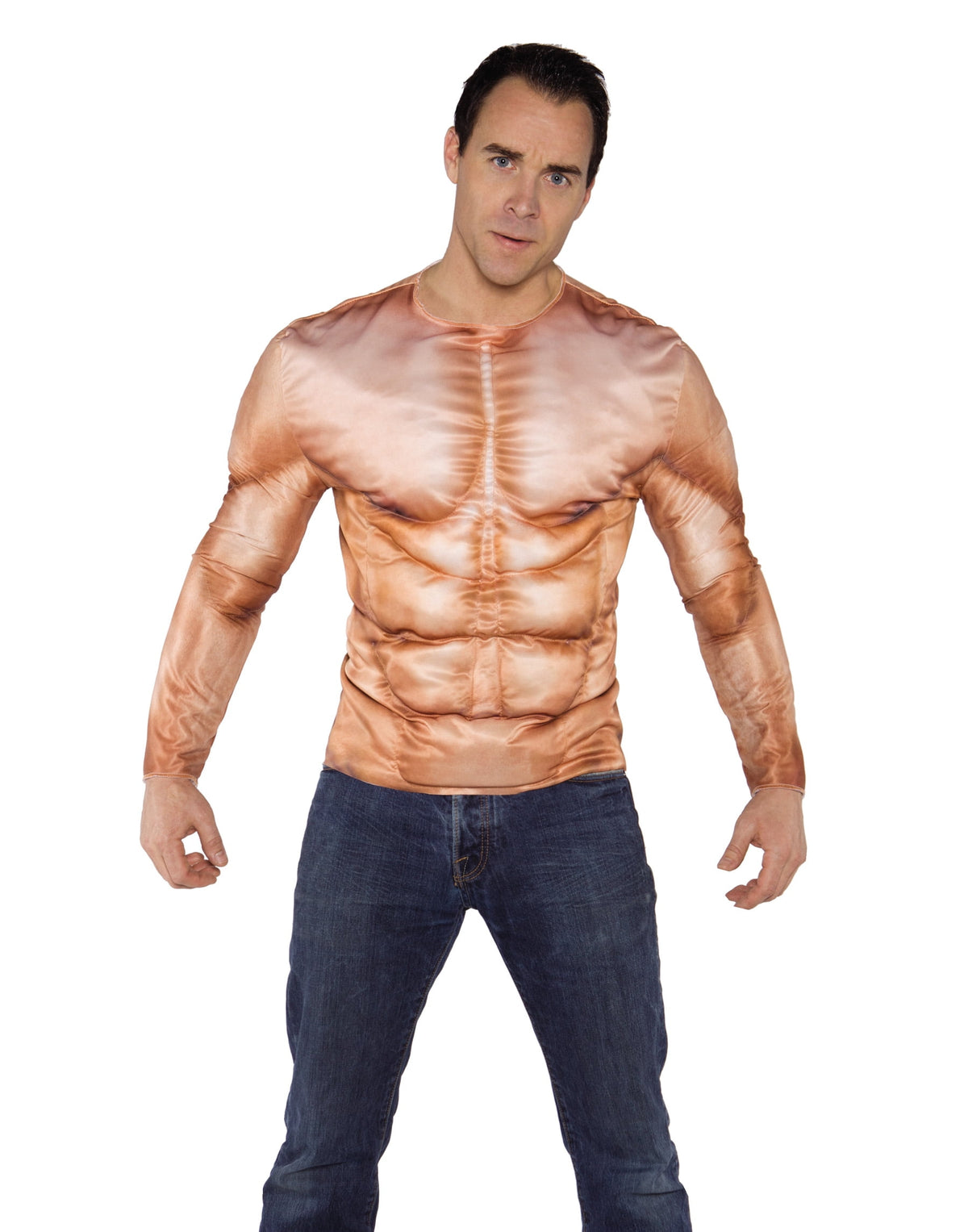 Underwraps Mens Photo Real Muscle Padded Shirt Costume - One Size Fits Most