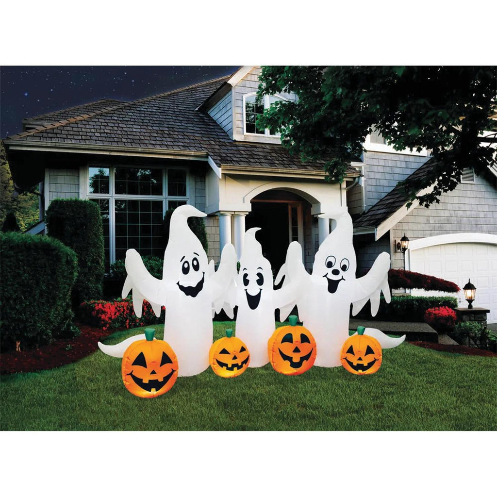 Halloween Express 8 ft Inflatable Ghosts with Pumpkin Decoration