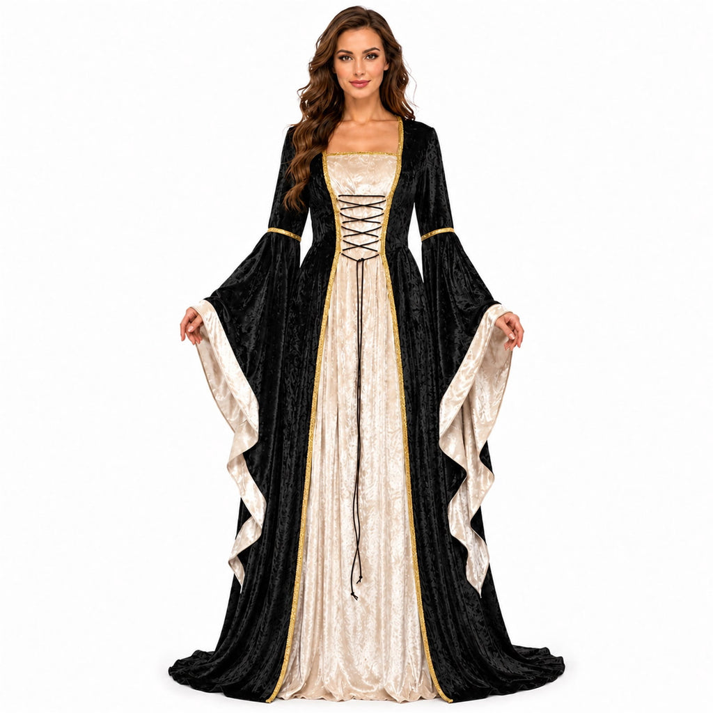 Witch Dress for Women Costume Halloween Vampire Dress 2026 Gothic Witch Costume Women Renaissance Medieval Velvet Outfit Cosplay Party White S