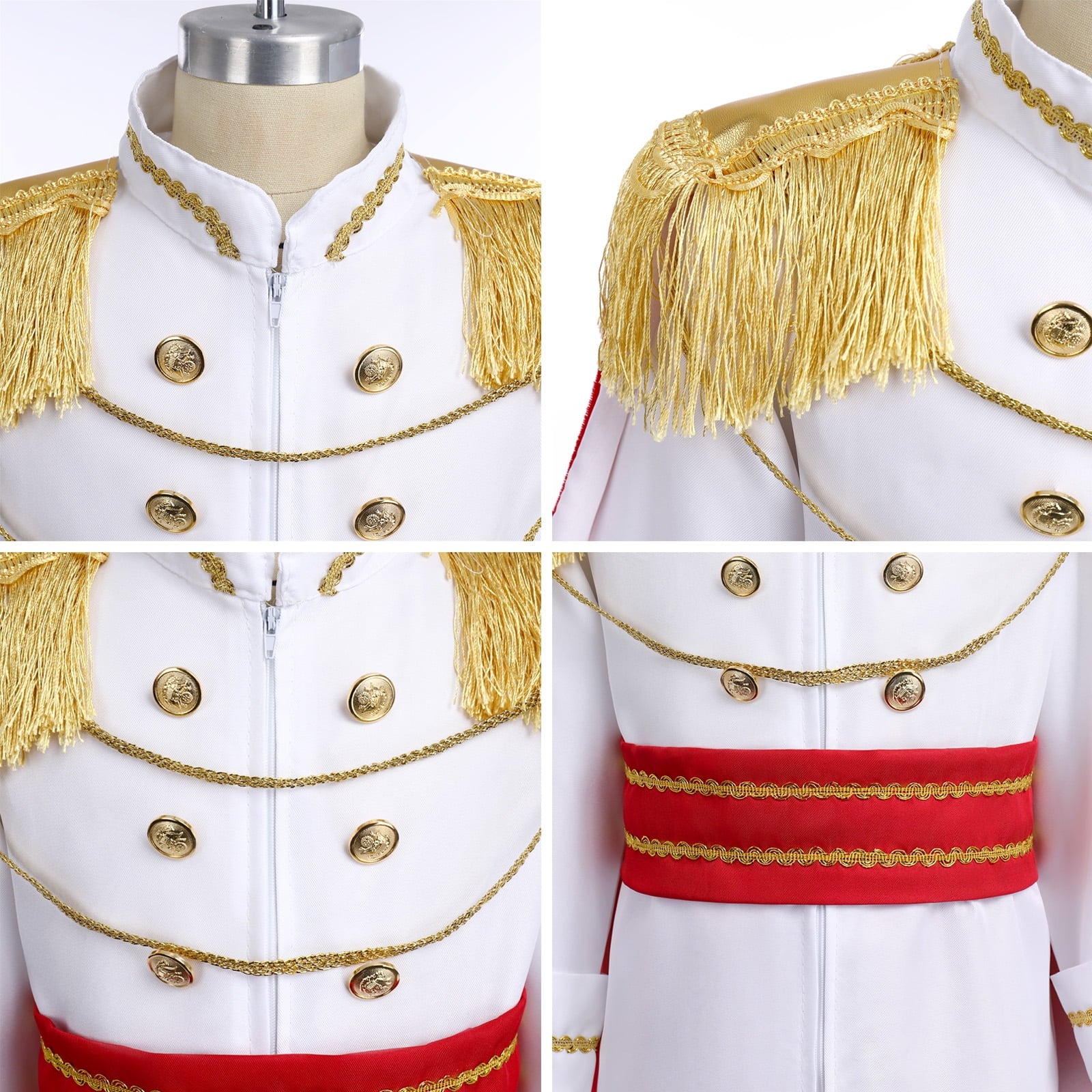 IBTOM CASTLE Boys Prince Charming Costume Halloween Cosplay Dress up Birthday Party Medieval Royal Prince Outfits for Toddler Child 3-4 Years Red 4pcs