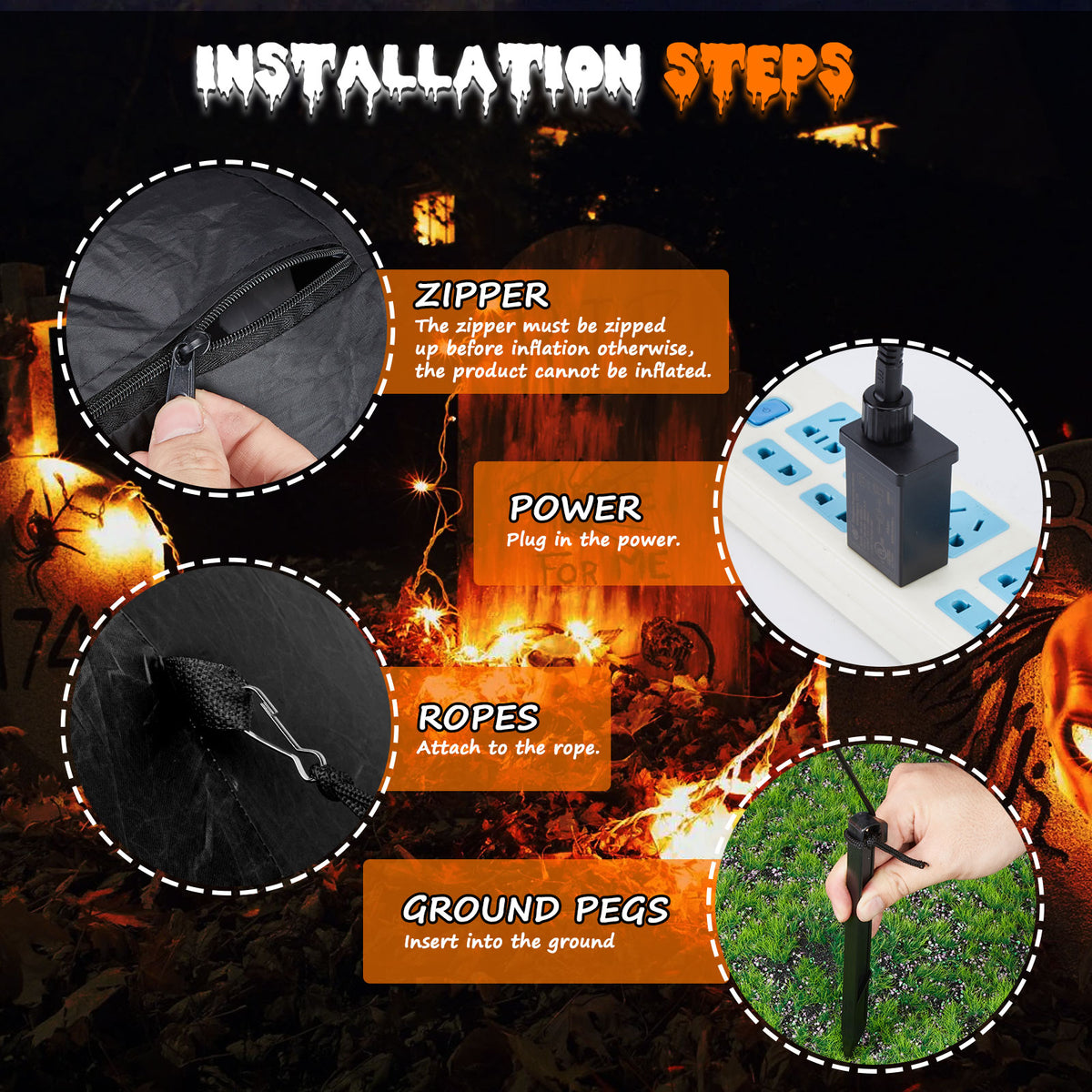 5.7FT Inflatable Halloween Inflatable Crawling Green Ghost with Tombstone Built-in LED Lights Inflatable LED Lights Blow Up Yard Decoration