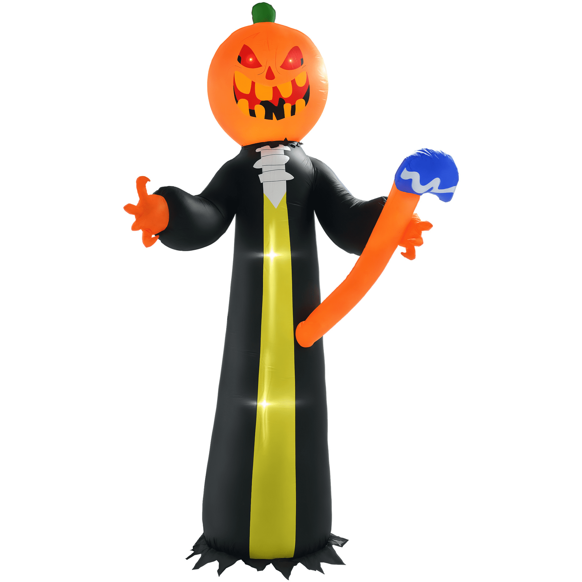 Outsunny 41.3" Inflatable Halloween Window Sticker Ghost with Orange Face, Halloween Decoration with LED Lights for Garden Indoor Outdoor