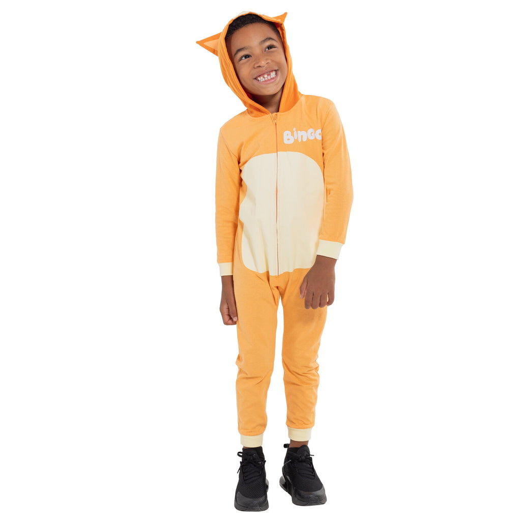 Bluey Little Kids' Boy or Girl Cosplay Hooded Coverall Bingo Orange