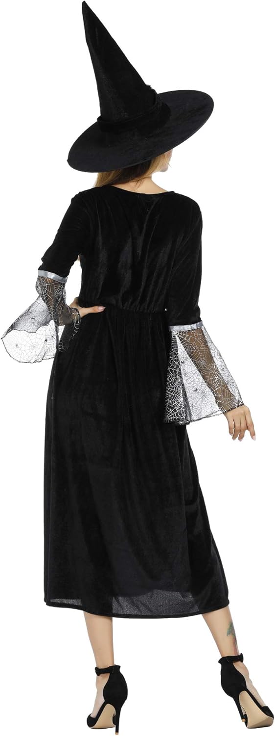 Halloween Witch Costume for Women, Halloween Gothic Witch Dresses for Fancy Dress Party Purple XL