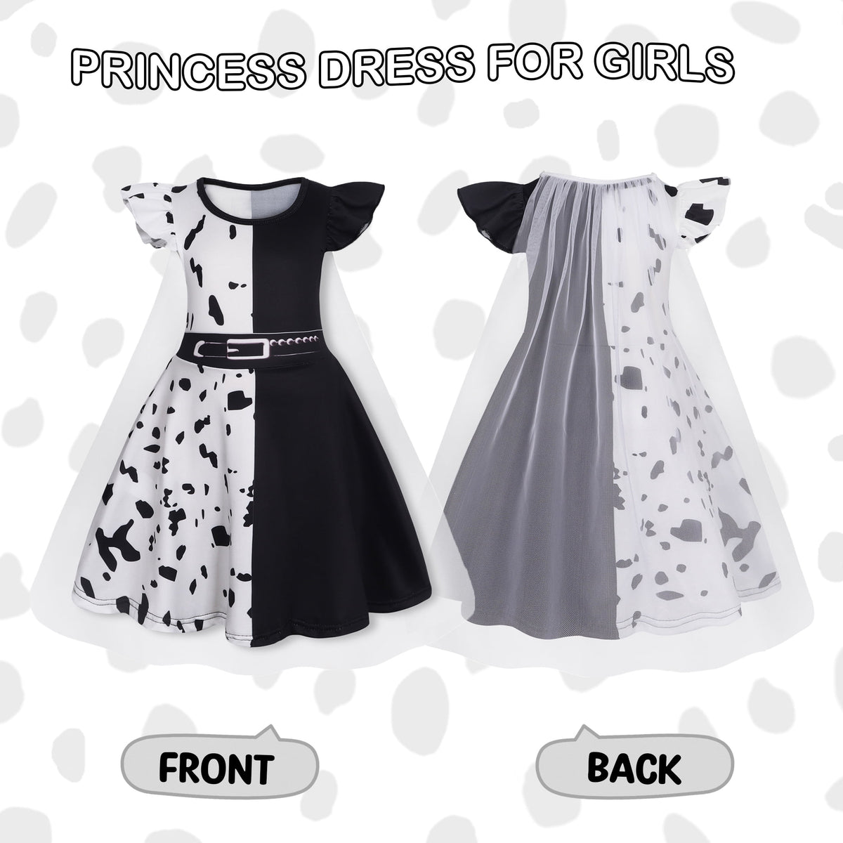 Benylion Girls Ice Princess Dress Halloween Cosplay Costumes With Tulle Cape Kids Birthday Party Dress up Outfit for 7-8 Years