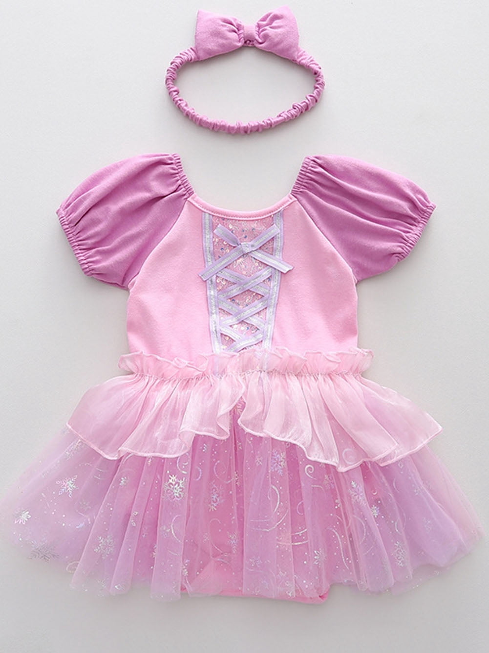 WIBACKER Infant Baby Girls Princess Romper Costume Onesie Fancy Dress Bodysuit with Headband Halloween Birthday Dresses