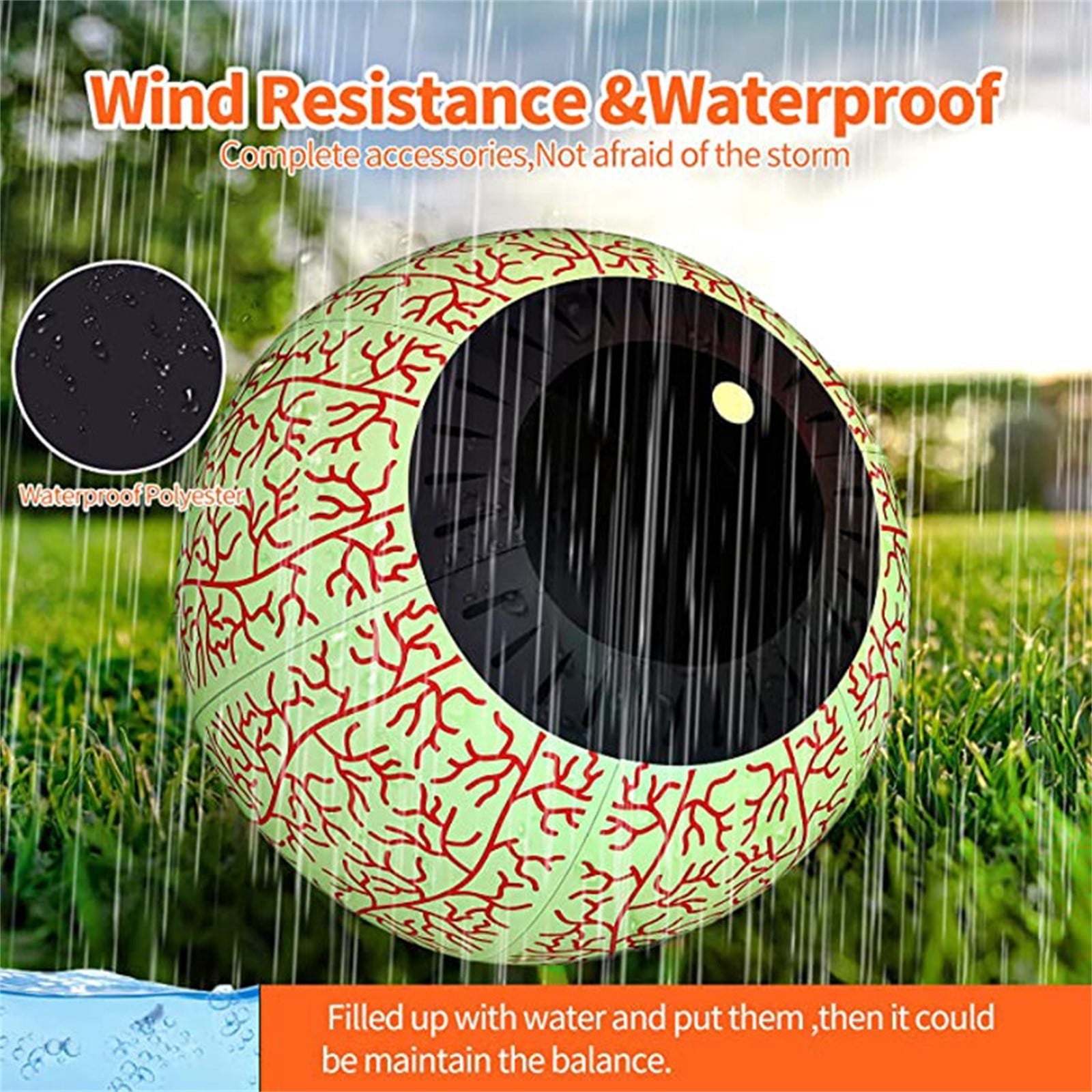 Halloween Decorations 15.7 inch Halloween Inflatable Ghost Eyeball with Built-in Battery Powered RGB LED Light Suitable for Indoor Outdoor Yard Party Halloween Decor