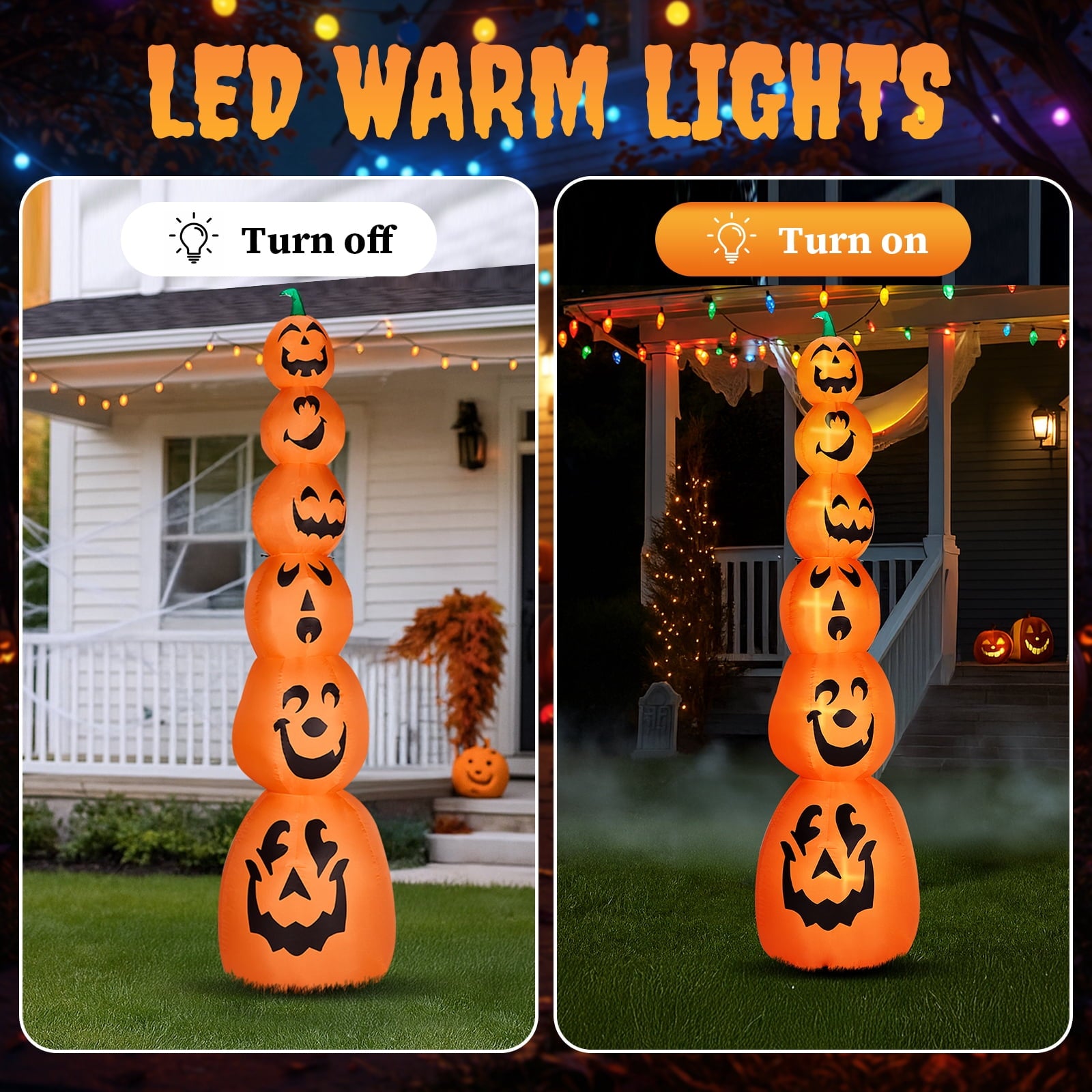 Zimtown 9 FT Halloween Inflatables Pumpkin, Halloween Decoration Blow up Pumpkins w/ Build-in LEDs for Halloween Party