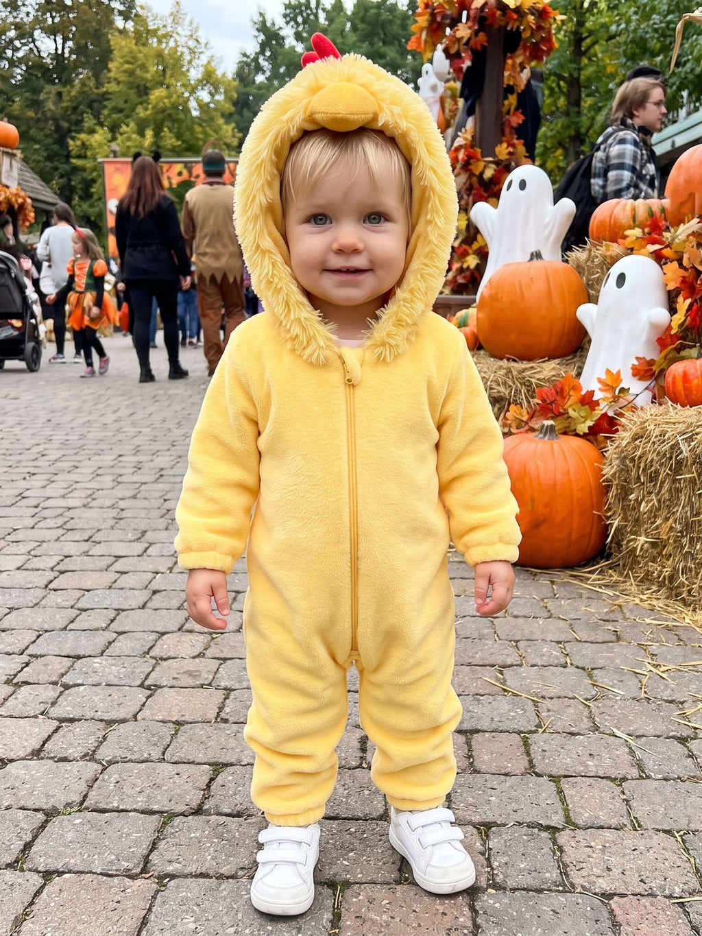 RUINIXCW Toddler Baby Girl Boy Halloween Chick Costume Cosplay Outfit Infant Fall Winter Clothes Snowsuit Fleece Jumpsuit Long Sleeve Hooded Romper