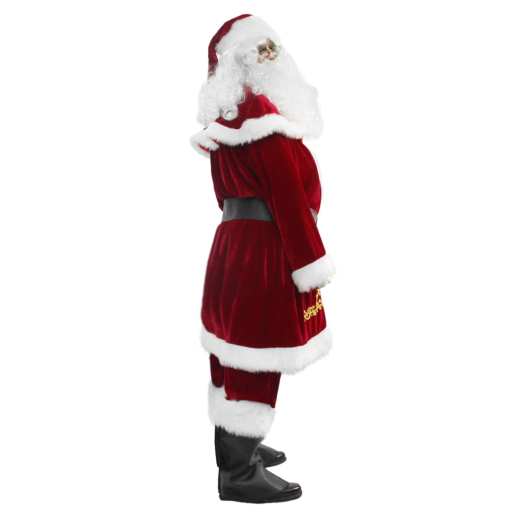 Deluxe Santa Costume for Men Santa Claus Suit 12pcs. Adults Christmas Jacket -XXL