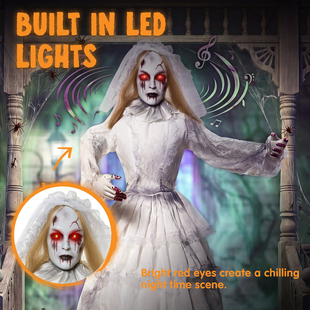 Joyfy 5ft Drinking Skeleton Halloween Animatronic Decorations, Outdoor Haunted Props with Endless Liquid Pouring Effect, Green LED Lights & Spooky Sounds, Life-Size Skeleton for Garden Yard Lawn