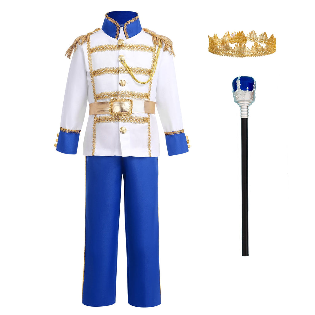 IBTOM CASTLE Boys Prince Charming Costume Halloween Cosplay Dress up Birthday Party Medieval Royal Prince Outfits for Toddler Child 3-4 Years Red 4pcs
