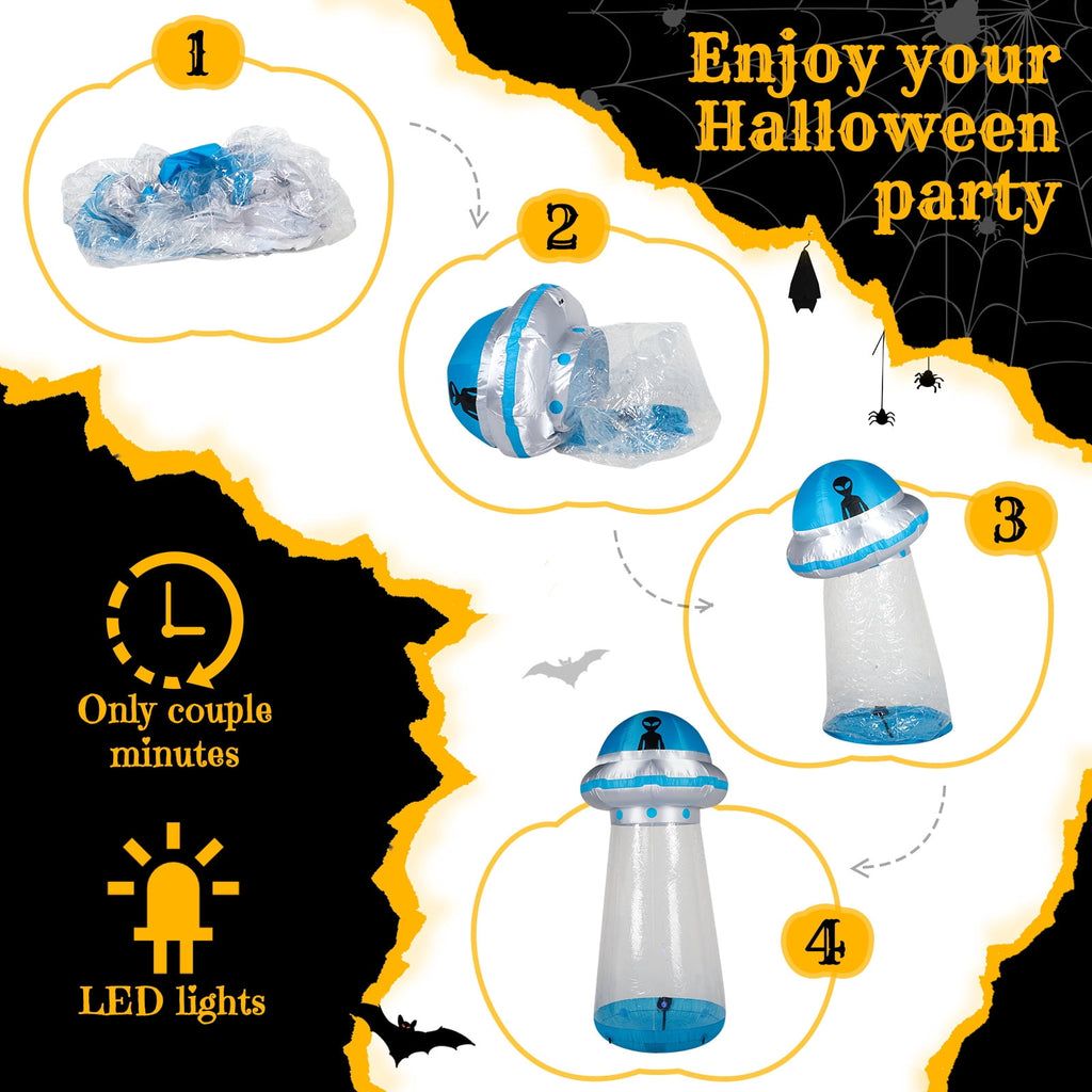 UBesGoo 9 ' Halloween UFO Outdoor Halloween Inflatables for Patio Garden Photo Shoot