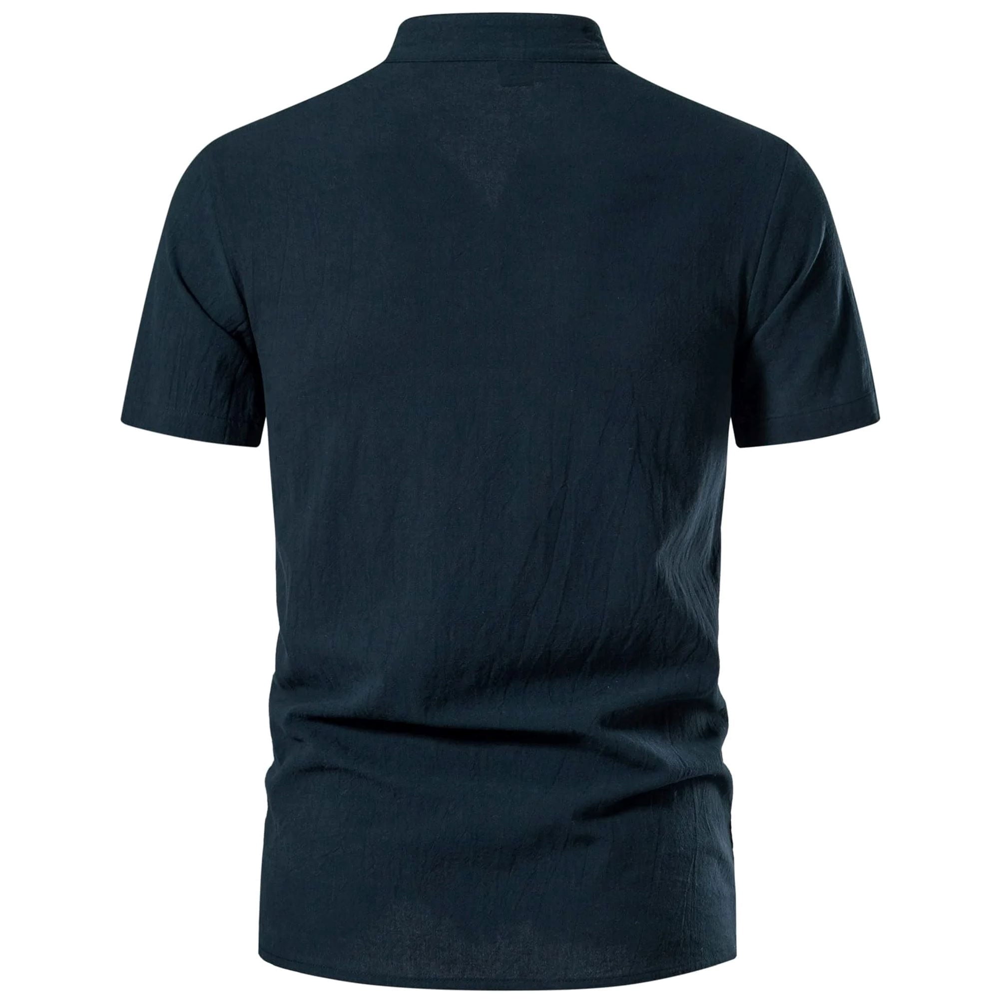 HAOMEILI Men's Cotton Linen Lace-Up V-Neck Short Sleeve Shirt